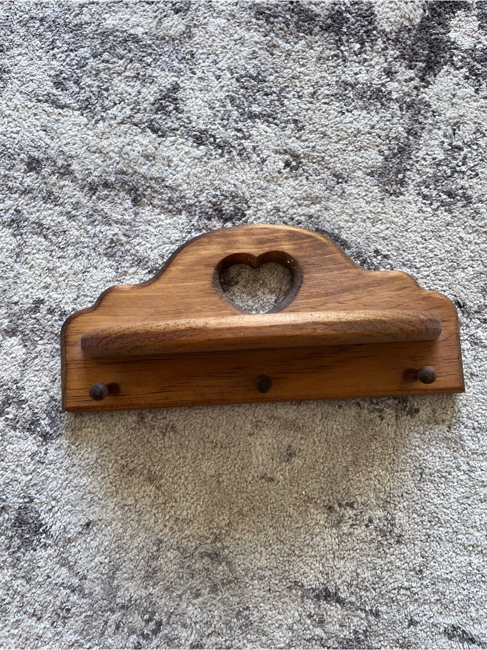 Cottagecore mini Wooden Heart Wall Shelf Rack in Warm Brown